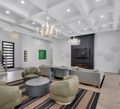 Enjoy fireplace,  chat or watch TV on the 70&rdquo; flat screen.