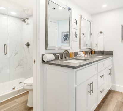 updated master bath - walk-in shower