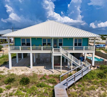Front of home facing the beach