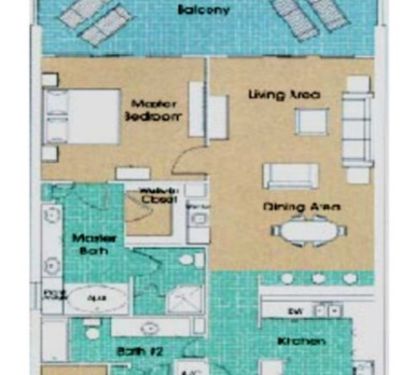 2 Bedroom floor plan- flipped on this corner unit
