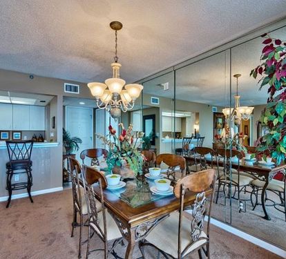 Tastefully decorated dining room
