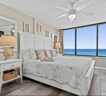 Master bed room with views of the beach for miles-king sized master bed
