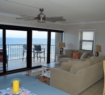 Spacious family room and huge gulf front balcony with spectacular views
