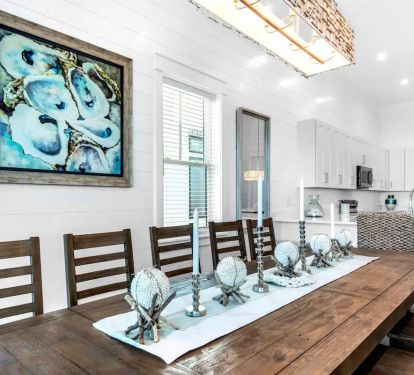Horizon-13 Lots of room and dining configurations for your large group. Horizon's stylish dining area seats 12. Kitchen island seating for 3. Kitchen peninsula seats 4. And did we mention the outdoor dining seating?