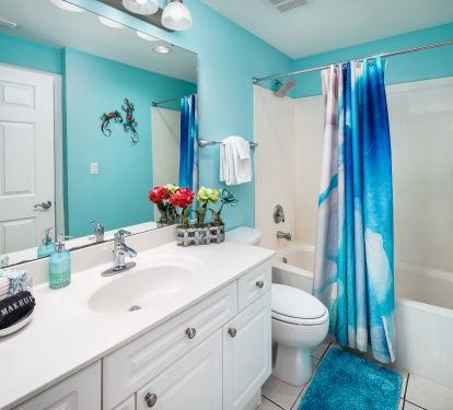Our second bath opens from the hallway and bedroom. 
