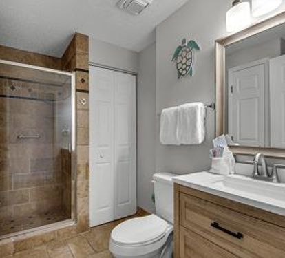 Walk in Shower and more Storage/Closet Space in the Guest Bath