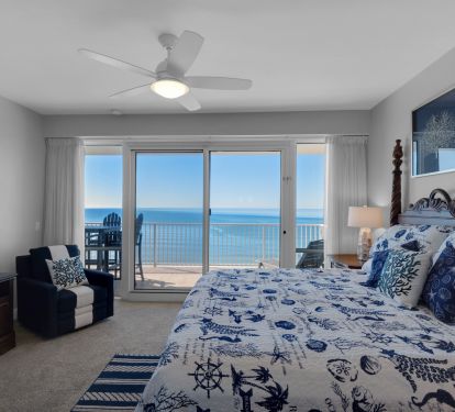 King size bed and large flat screen smart TV in the Master suite