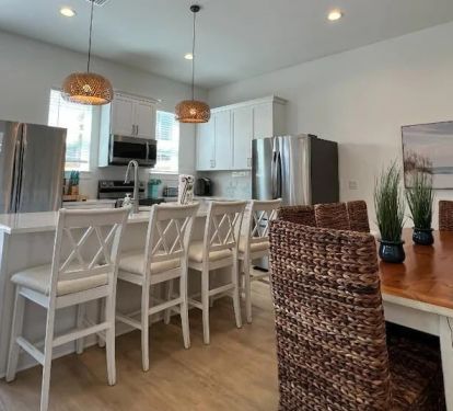 Kitchen and indoor dining area