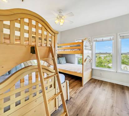 Bunk Room with 3 Twins and 1 Full bed