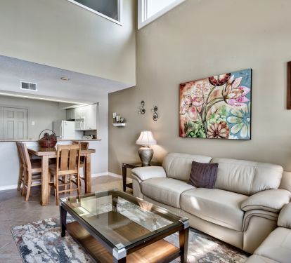 Open floorplan with vaulted ceiling