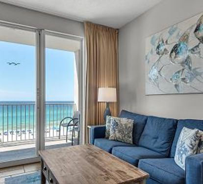 Gorgeous views of the Gulf from the living room couch