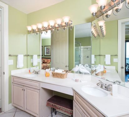 Master bath..double sinks, plenty of lighting