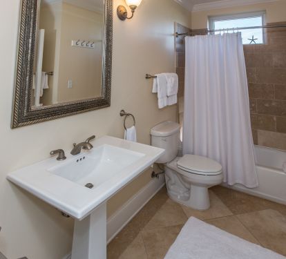 Bathroom #3 complete with hair dryer in all three bathrooms!