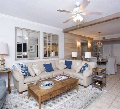 Beautifully appointed spacious living area, large flat screen tv. 