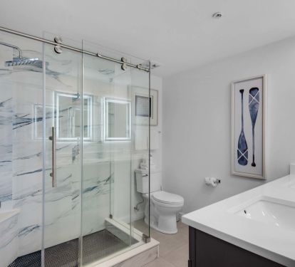 Newly remodeled primary bathroom. 