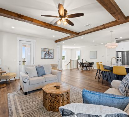 Beautiful Open Living/Dining Area with Covered Deck and Gulf and Bay View