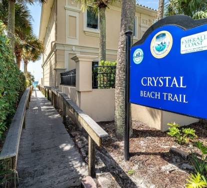 Head to the Crystal Beach Trail access for our complimentary beach set up