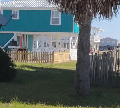 fenced back yard