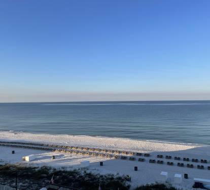 Sunrise view of beach - beach service chairs + umbrella included
