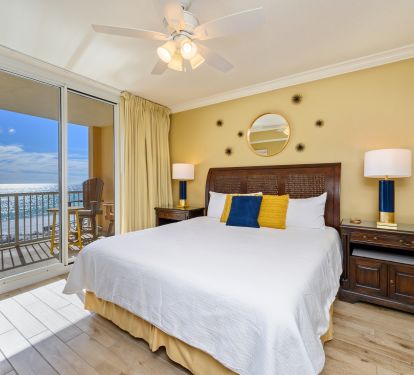 The master suite has an en-suite bath, two closets and balcony access