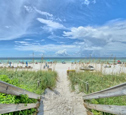 Direct beach access from the pool deck.