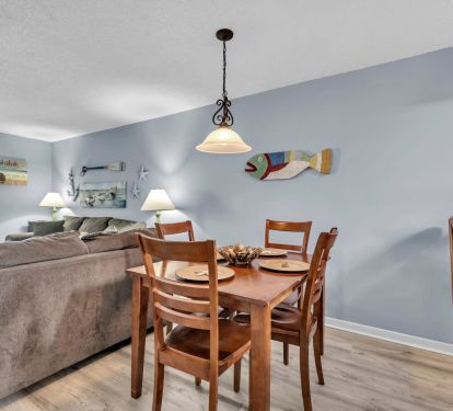 Dining area overlooks living room!