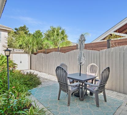 Backyard seating area.