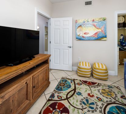 Our den has a big screen smart tv and game system!
