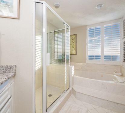 Even a gorgeous view from the master bathroom