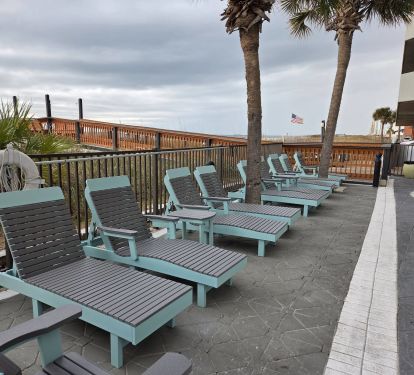 New pool loungers and chairs at both splash pad and indoor/outdoor pool