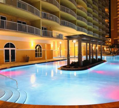 The Glorious pool at night - the lights change color - VERY COOL!