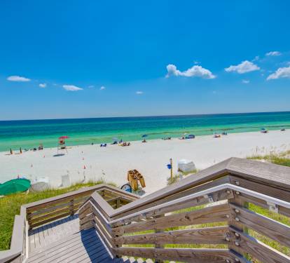 The property is a short walk to the beach access