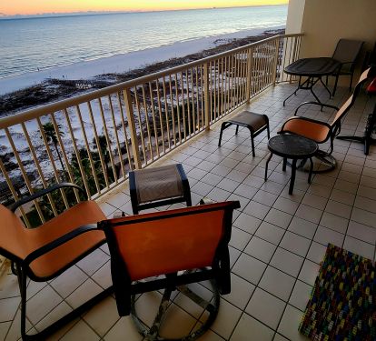 Enjoy beautiful gulf views and sunsets on large balcony.