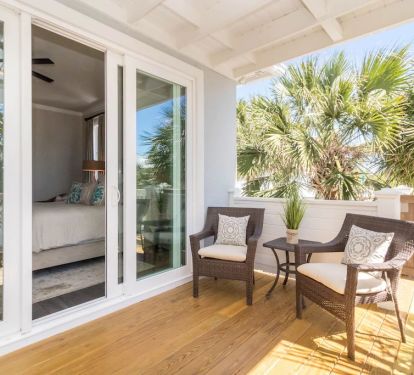 Sitting on deck outside master bedroom