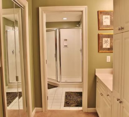 master bath &amp; vanity - walk in closet new flooring no carpet