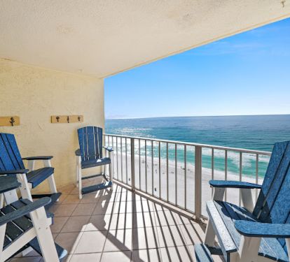 Enjoy a cup of coffee  or it's one of the best seats to watch the sunset .. from the Gulf front balcony!