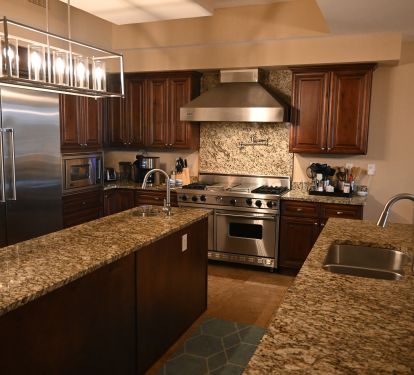 Gourmet Kitchen With Granite Countertops, Fully Stocked With Dishware And All Utensils.