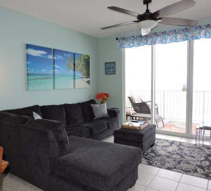 Living Area with 55 inch TV and great views