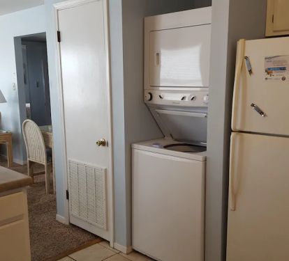 Stackable convenient large capacity washer and dryer.