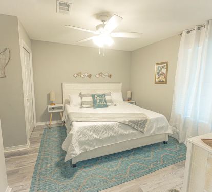 King Bed with new Medium Firm Mattress and charging stations
