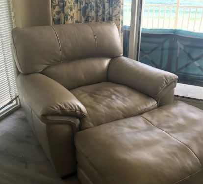 new neutral curtains - not shown -- super comfy chair 