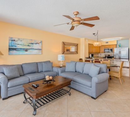 A queen sleeper allows the two-bedroom condo to host up to 6 people