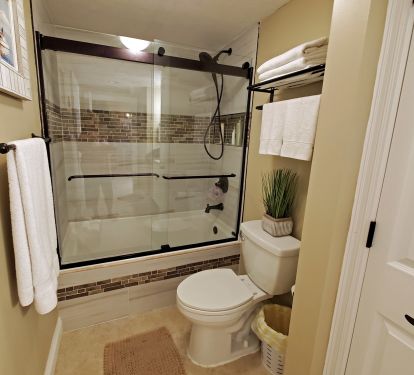 Newly remodeled spacious bathroom.