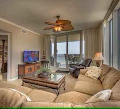 Living Room with South View and view of balcony