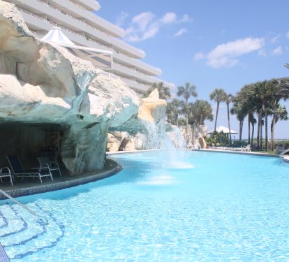 Pool with waterfall, also 2 hot tubs, kiddie pool and indoor pool