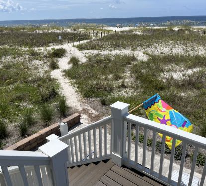 Private path to beach viewed from porch