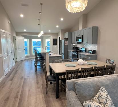 Living space with extra counter seating &amp; half bath