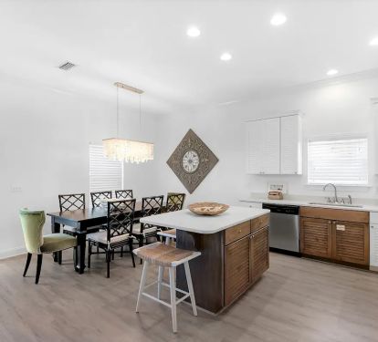 Epic-16 Stainless kitchen appliances with granite counter. Fully stocked and ready for your culinary masterpiece!