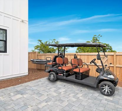 Sundance-4 Six seat golf cart makes hauling coolers and toys to the beach a snap. Plus it's just a fun way to get to our nearby restaurants, shopping and the many other beaches along Destin's famous Scenic Gulf Drive.