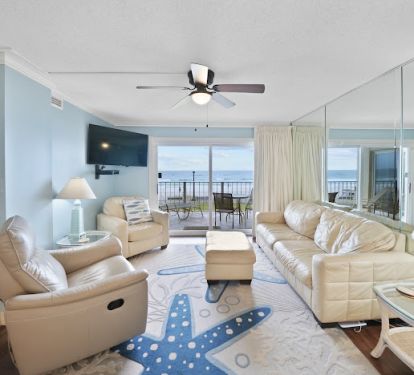 Gulf front views from the recliner in the living room. 